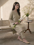 Metallic Sage Heavily Embroidered Pakistani Silk Suit (3-Piece)